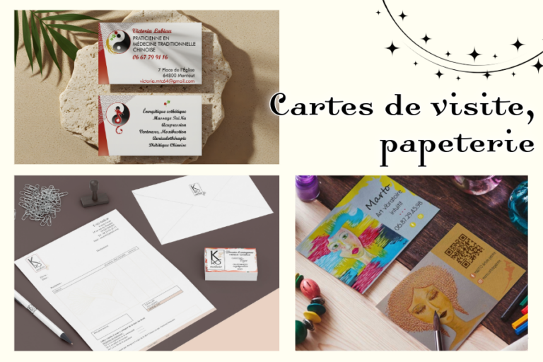Eléments de papeterie et cartes de visite